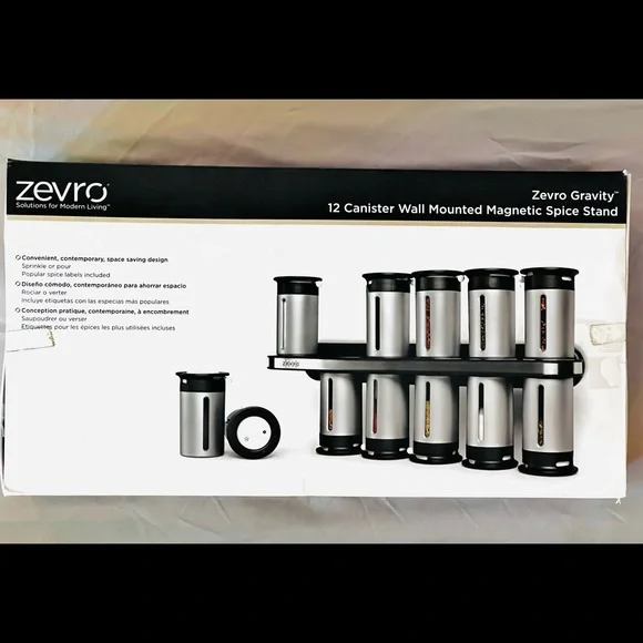 BNWT Zero Gravity 12-Canister Wall-MountMagnetic Spice Rack in
